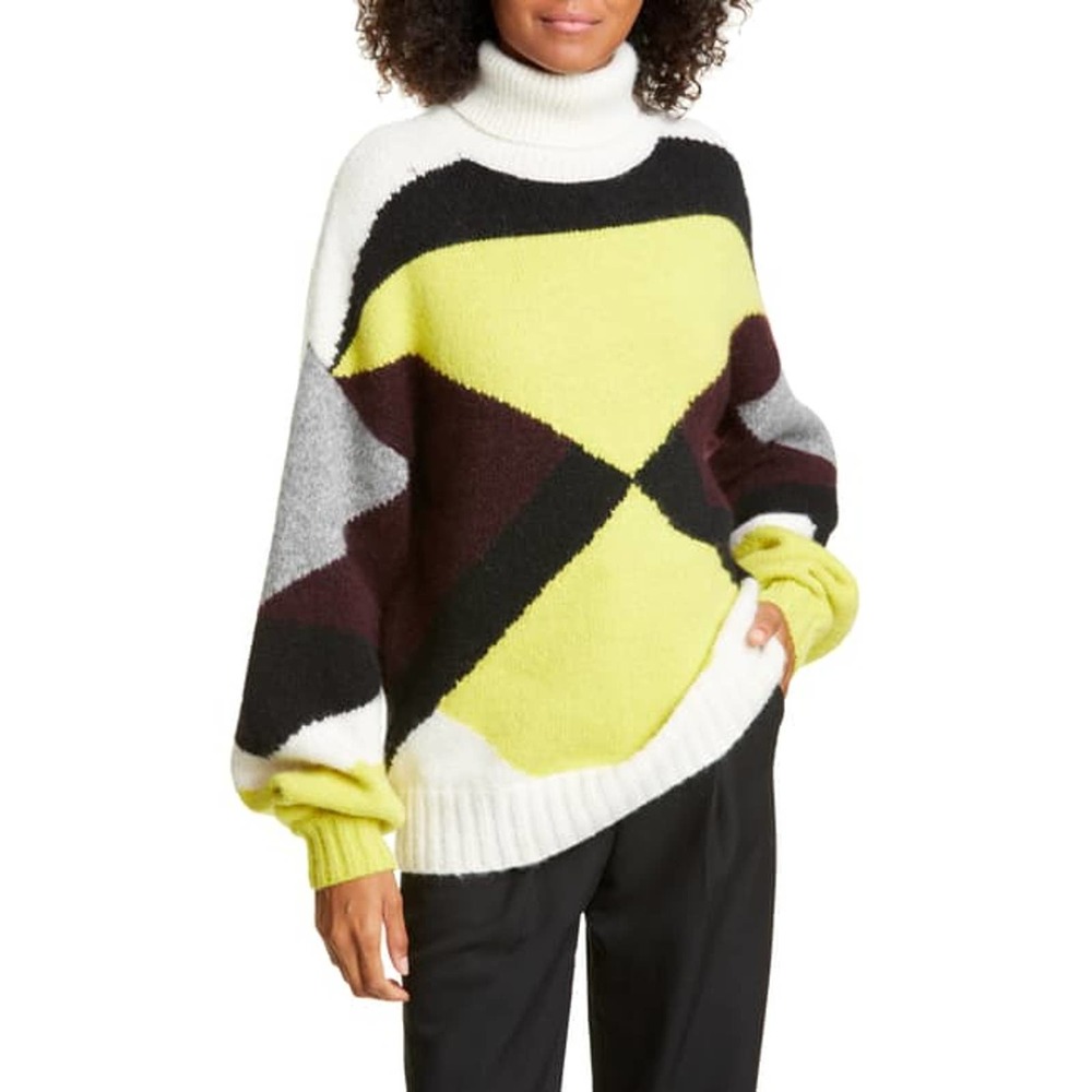 A.L.C. Angelou Geo Colorblock Turtleneck Sweater